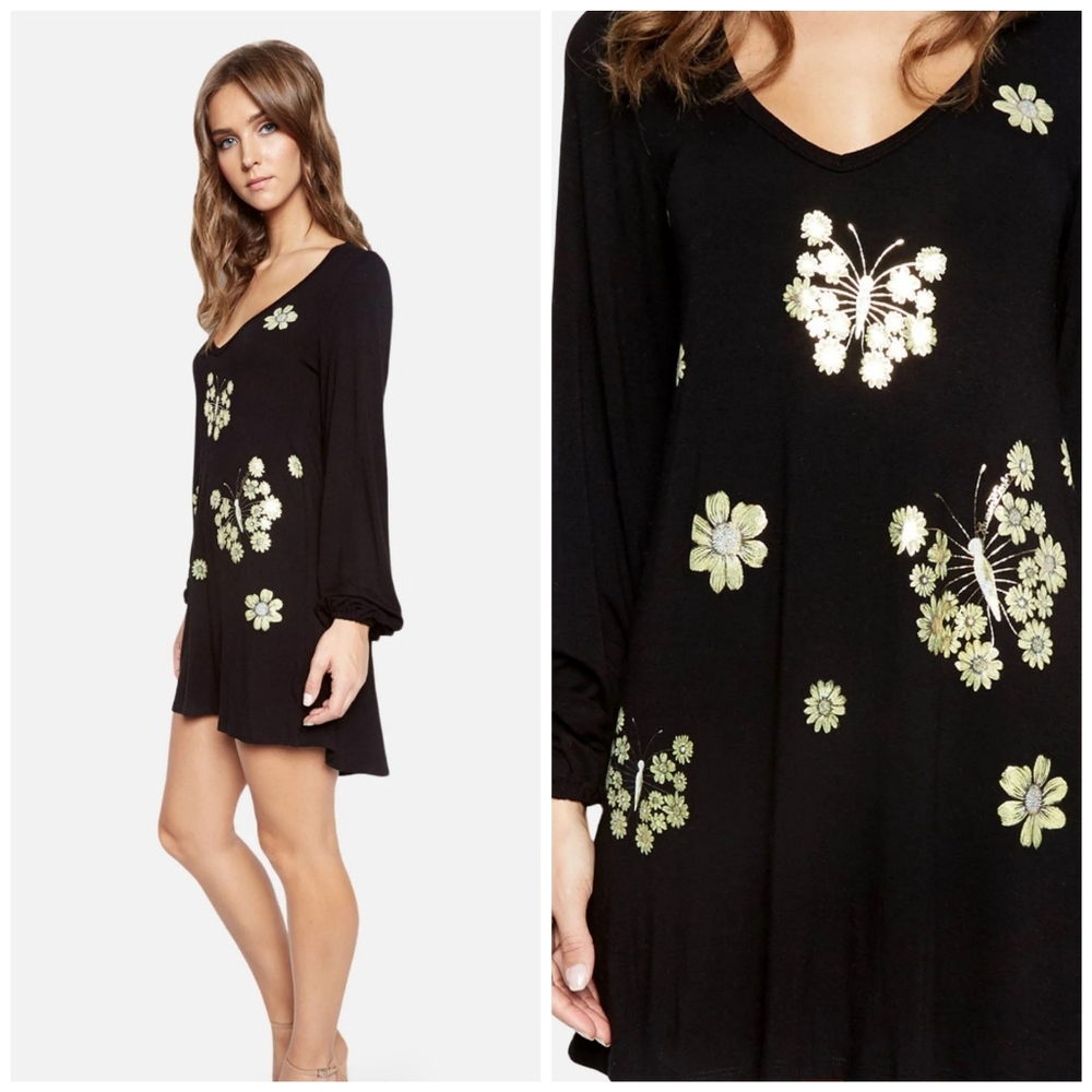 ❤️Lauren Moshi PRICE FIRM Cosette Mini Sunflower Butterfly dress